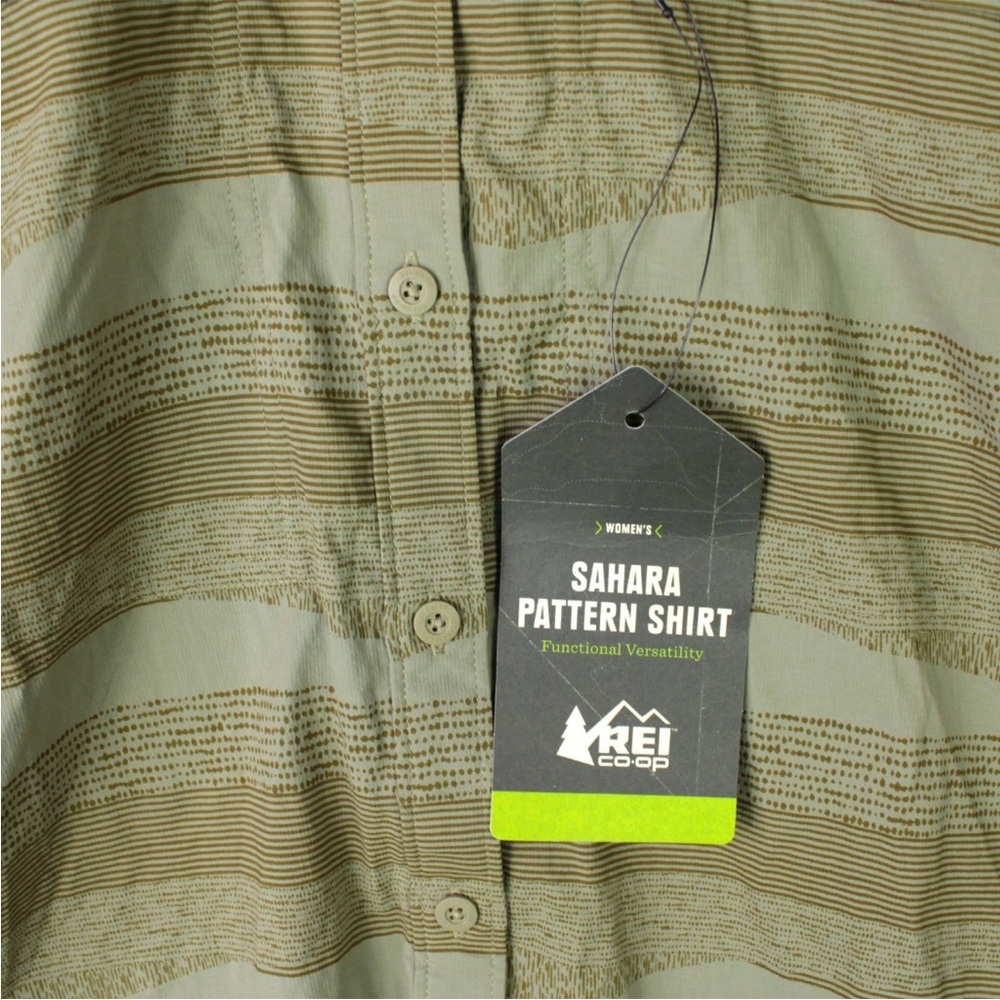 REI Women Size L Sahara Pattern Long Sleeve Outdoor Hiking Shirt Striped Green - Picture 3 of 11